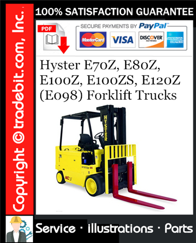 Thumbnail Hyster E70Z, E80Z, E100Z, E100ZS, E120Z (E098) Forklift Trucks Parts Manual Download ★