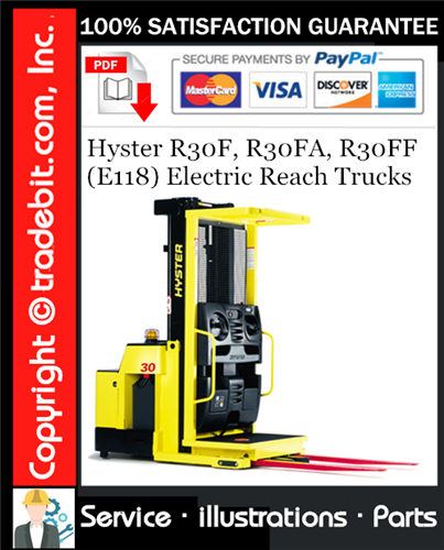 Thumbnail Hyster R30F, R30FA, R30FF (E118) Electric Reach Trucks Parts Manual Download ★