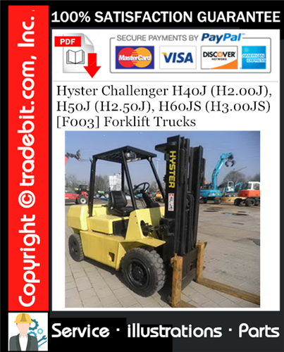 Thumbnail Hyster Challenger H40J (H2.00J), H50J (H2.50J), H60JS (H3.00JS) [F003] Forklift Trucks Parts Manual Download ★