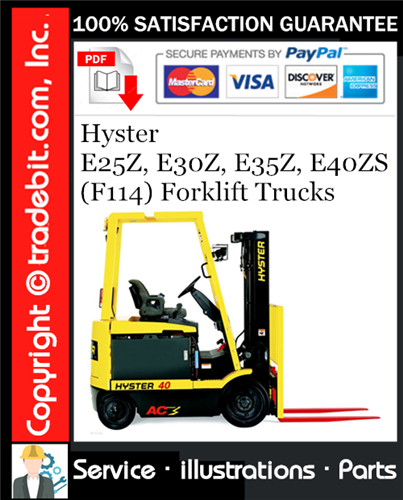 Thumbnail Hyster E25Z, E30Z, E35Z, E40ZS (F114) Forklift Trucks Parts Manual Download ★