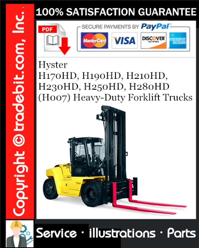 Thumbnail Hyster H170HD, H190HD, H210HD, H230HD, H250HD, H280HD (H007) Heavy-Duty Forklift Trucks Parts Manual Download ★