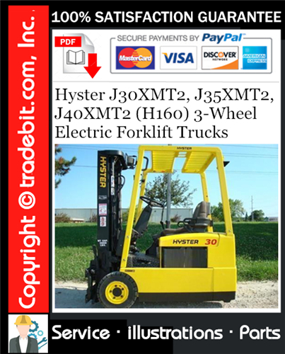 Thumbnail Hyster J30XMT2, J35XMT2, J40XMT2 (H160) 3-Wheel Electric Forklift Trucks Parts Manual Download ★