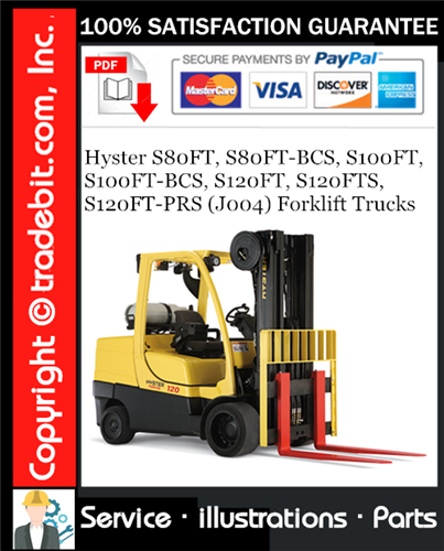 Thumbnail Hyster S80FT, S80FT-BCS, S100FT, S100FT-BCS, S120FT, S120FTS, S120FT-PRS (J004) Forklift Trucks Parts Manual Download ★