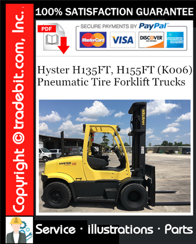 Thumbnail Hyster H135FT, H155FT (K006) Pneumatic Tire Forklift Trucks Parts Manual Download ★