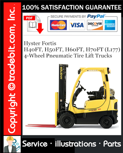 Thumbnail Hyster Fortis H40FT, H50FT, H60FT, H70FT (L177) 4-Wheel Pneumatic Tire Lift Trucks Parts Manual Download ★
