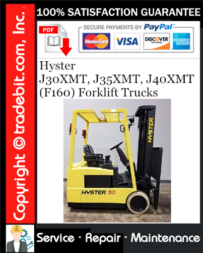 Thumbnail Hyster J30XMT, J35XMT, J40XMT (F160) Forklift Trucks Service Repair Manual Download ★