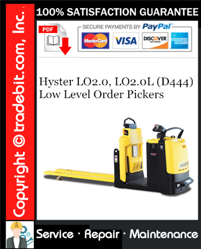 Thumbnail Hyster LO2.0, LO2.0L (D444) Low Level Order Pickers Service Repair Manual Download ★