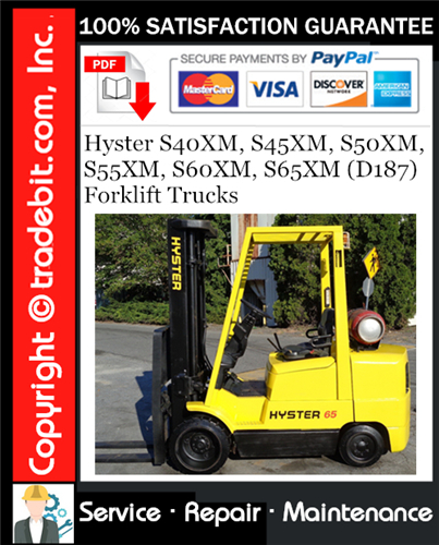 Thumbnail Hyster S40XM, S45XM, S50XM, S55XM, S60XM, S65XM (D187) Forklift Trucks Service Repair Manual Download ★