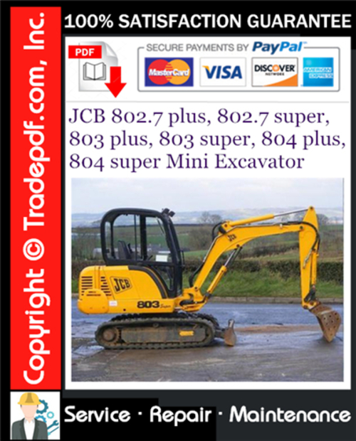 Product picture JCB 802.7 plus, 802.7 super, 803 plus, 803 super, 804 plus, 804 super Mini Excavator Service Repair Manual Download ★