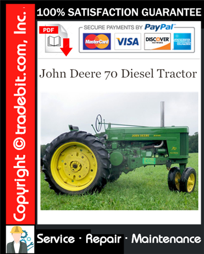 Product picture John Deere 70 Diesel Tractor Service Repair Manual Download ★