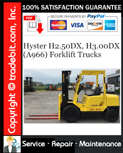 Product picture Hyster H2.50DX, H3.00DX (A966) Forklift Trucks Service Repair Manual Download ★