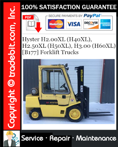 Product picture Hyster H2.00XL (H40XL), H2.50XL (H50XL), H3.00 (H60XL) [B177] Forklift Trucks Service Repair Manual Download ★