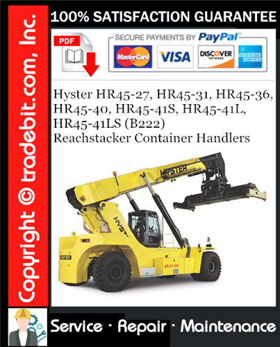 Product picture Hyster HR45-27, HR45-31, HR45-36, HR45-40, HR45-41S, HR45-41L, HR45-41LS (B222) Reachstacker Container Handlers Service Repair Manual Download ★
