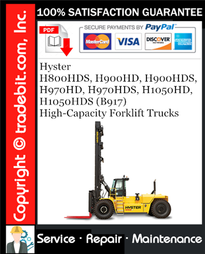 Product picture Hyster H800HDS, H900HD, H900HDS, H970HD, H970HDS, H1050HD, H1050HDS (B917) High-Capacity Forklift Trucks Service Repair Manual Download ★