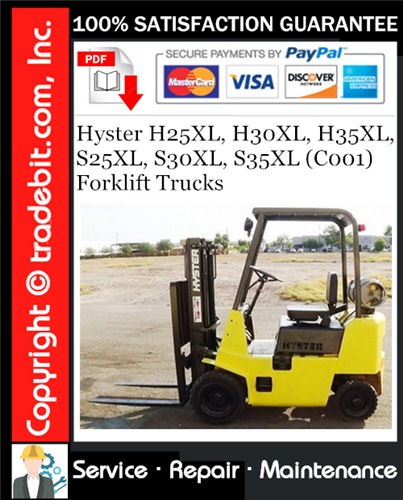 Product picture Hyster H25XL, H30XL, H35XL, S25XL, S30XL, S35XL (C001) Forklift Trucks Service Repair Manual Download ★