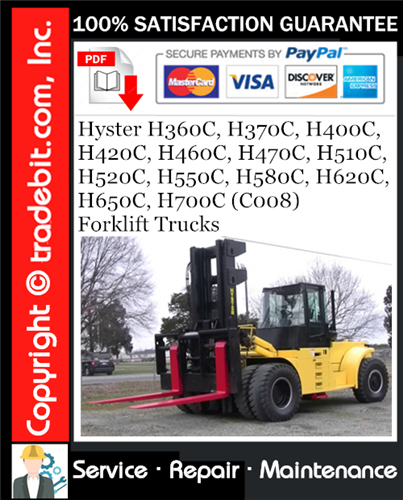 Product picture Hyster H360C, H370C, H400C, H420C, H460C, H470C, H510C, H520C, H550C, H580C, H620C, H650C, H700C (C008) Forklift Trucks Service Repair Manual Download ★