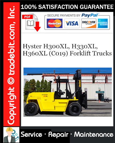 Product picture Hyster H300XL, H330XL, H360XL (C019) Forklift Trucks Service Repair Manual Download ★