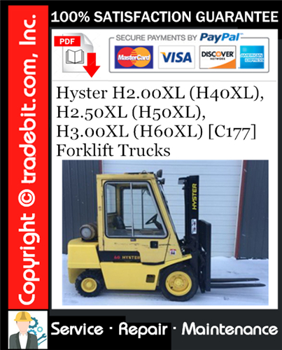 Product picture Hyster H2.00XL (H40XL), H2.50XL (H50XL), H3.00XL (H60XL) [C177] Forklift Trucks Service Repair Manual Download ★
