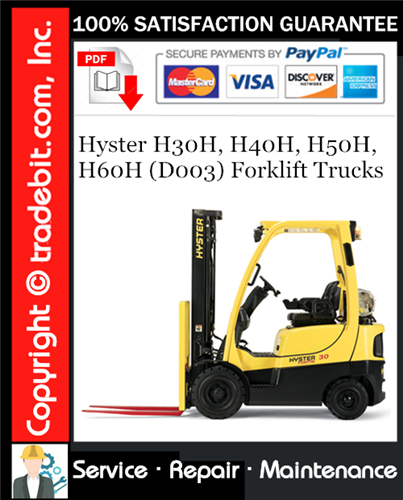 Product picture Hyster H30H, H40H, H50H, H60H (D003) Forklift Trucks Service Repair Manual Download ★