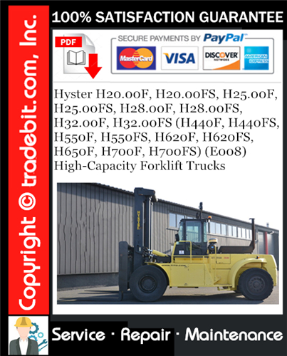 Product picture Hyster H20.00F, H20.00FS, H25.00F, H25.00FS, H28.00F, H28.00FS, H32.00F, H32.00FS (H440F, H440FS, H550F, H550FS, H620F, H620FS, H650F, H700F, H700FS) (E008) High-Capacity Forklift Trucks Service R