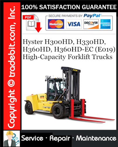 Product picture Hyster H300HD, H330HD, H360HD, H360HD-EC (E019) High-Capacity Forklift Trucks Service Repair Manual Download ★
