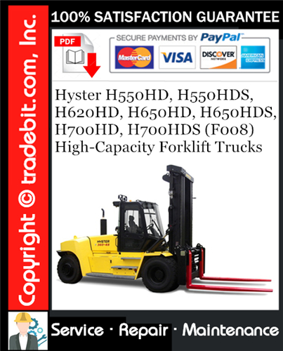 Product picture Hyster H550HD, H550HDS, H620HD, H650HD, H650HDS, H700HD, H700HDS (F008) High-Capacity Forklift Trucks Service Repair Manual Download ★