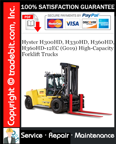 Product picture Hyster H300HD, H330HD, H360HD, H360HD-12EC (G019) High-Capacity Forklift Trucks Service Repair Manual Download ★