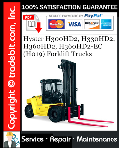Product picture Hyster H300HD2, H330HD2, H360HD2, H360HD2-EC (H019) Forklift Trucks Service Repair Manual Download ★