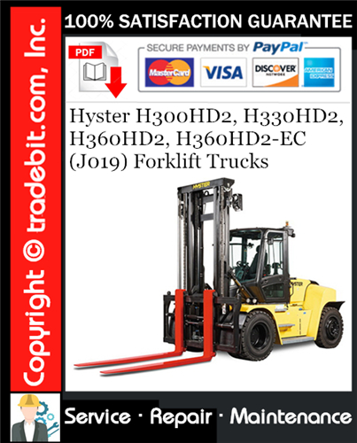 Product picture Hyster H300HD2, H330HD2, H360HD2, H360HD2-EC (J019) Forklift Trucks Service Repair Manual Download ★