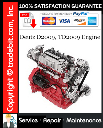 Product picture Deutz D2009, TD2009 Engine Service Repair Manual Download ★