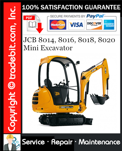Product picture JCB 8014, 8016, 8018, 8020 Mini Excavator Service Repair Manual Download ★