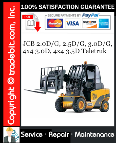 Product picture JCB 2.0D/G, 2.5D/G, 3.0D/G, 4x4 3.0D, 4x4 3.5D Teletruk Service Repair Manual Download (Part Number: 9803/3400) ★