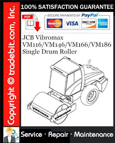 Product picture JCB Vibromax VM116 / VM146 / VM166 / VM186 Single Drum Roller Service Repair Manual Download ★