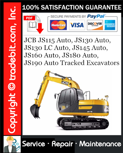 Product picture JCB JS115 Auto, JS130 Auto, JS130 LC Auto, JS145 Auto, JS160 Auto, JS180 Auto, JS190 Auto Tracked Excavators Service Repair Manual Download ★
