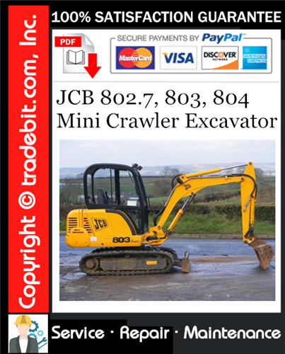 Product picture JCB 802.7, 803, 804 Mini Crawler Excavator Service Repair Manual Download ★