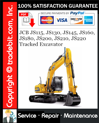 Product picture JCB JS115, JS130, JS145, JS160, JS180, JS200, JS210, JS220 Tracked Excavator Service Repair Manual Download ★