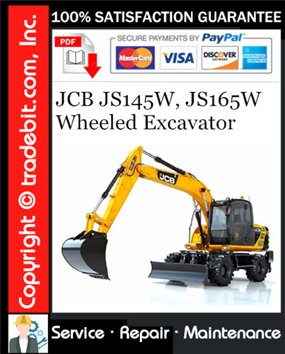 Product picture JCB JS145W, JS165W Wheeled Excavator Service Repair Manual Download ★