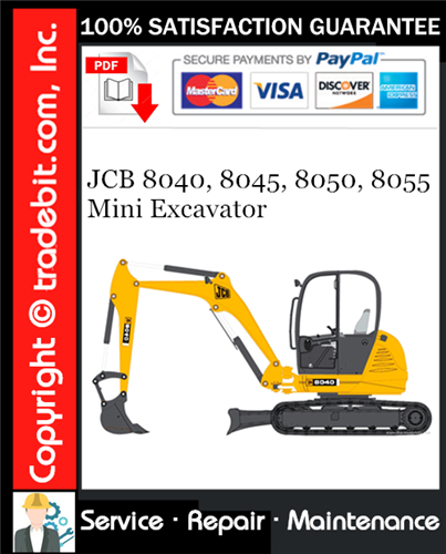 Product picture JCB 8040, 8045, 8050, 8055 Mini Excavator Service Repair Manual Download ★