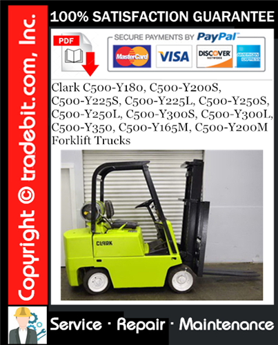Product picture Clark C500-Y180, C500-Y200S, C500-Y225S, C500-Y225L, C500-Y250S, C500-Y250L, C500-Y300S, C500-Y300L, C500-Y350, C500-Y165M, C500-Y200M Forklift Trucks Service Repair Manual Download ★