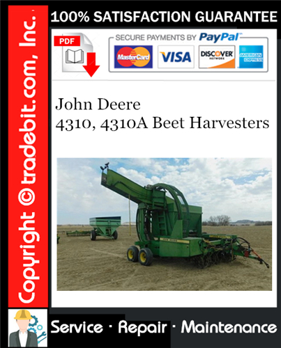 Product picture John Deere 4310, 4310A Beet Harvesters Service Repair Manual Download ★