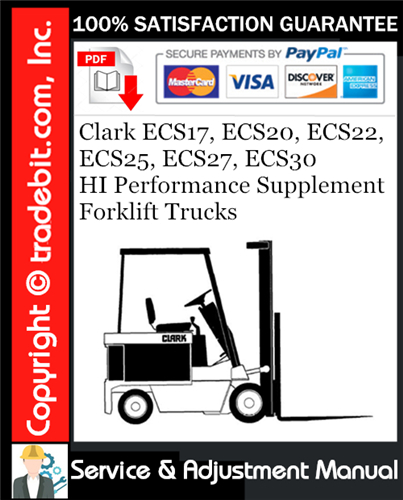 Product picture Clark ECS17, ECS20, ECS22, ECS25, ECS27, ECS30 HI Performance Supplement Forklift Trucks Service Repair Manual Download ★