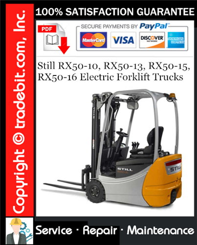 Product picture Still RX50-10, RX50-13, RX50-15, RX50-16 Electric Forklift Trucks Service Repair Manual Download ★