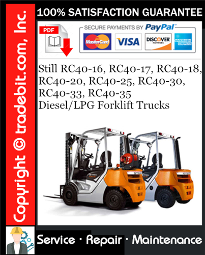 Product picture Still RC40-16, RC40-17, RC40-18, RC40-20, RC40-25, RC40-30, RC40-33, RC40-35 Diesel/LPG Forklift Trucks Service Repair Manual Download ★