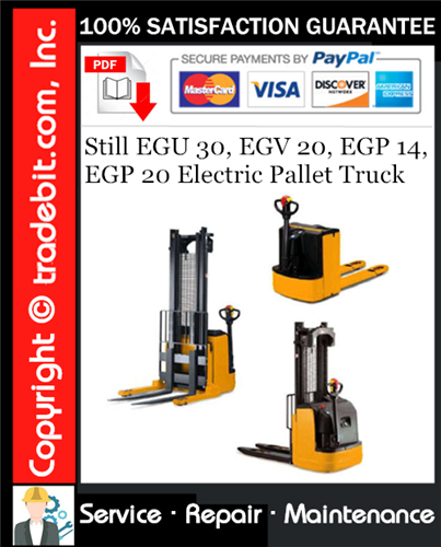 Product picture Still EGU 30, EGV 20, EGP 14, EGP 20 Electric Pallet Truck Service Repair Manual Download ★