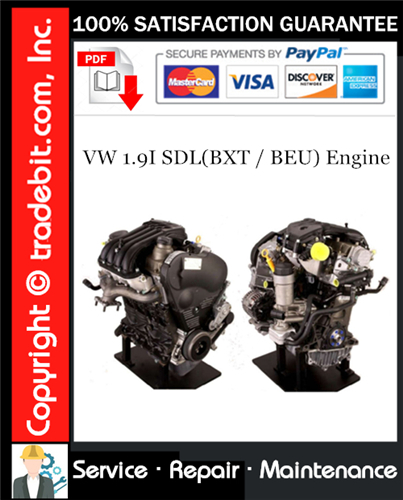 Product picture VW 1.9I SDL(BXT / BEU) Engine Service Repair Manual Download ★