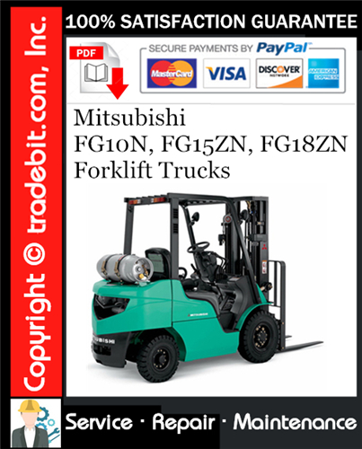 Product picture Mitsubishi FG10N, FG15ZN, FG18ZN Forklift Trucks Service Repair Manual Download ★