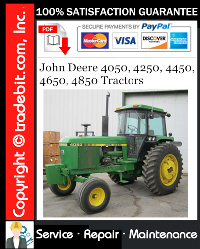 Product picture John Deere 4050, 4250, 4450, 4650, 4850 Tractors Service Repair Manual Download ★