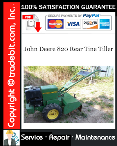 Product picture John Deere 820 Rear Tine Tiller Service Repair Manual Download ★