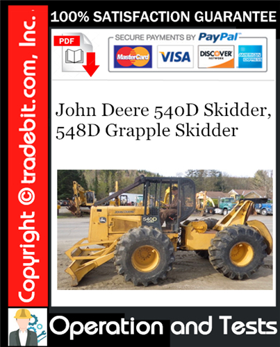 Product picture John Deere 540D Skidder, 548D Grapple Skidder Operation and Tests Technical Manual Download ★