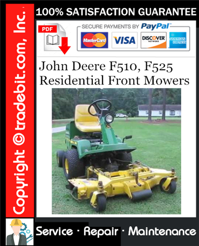 Product picture John Deere F510, F525 Residential Front Mowers Service Repair Manual Download ★